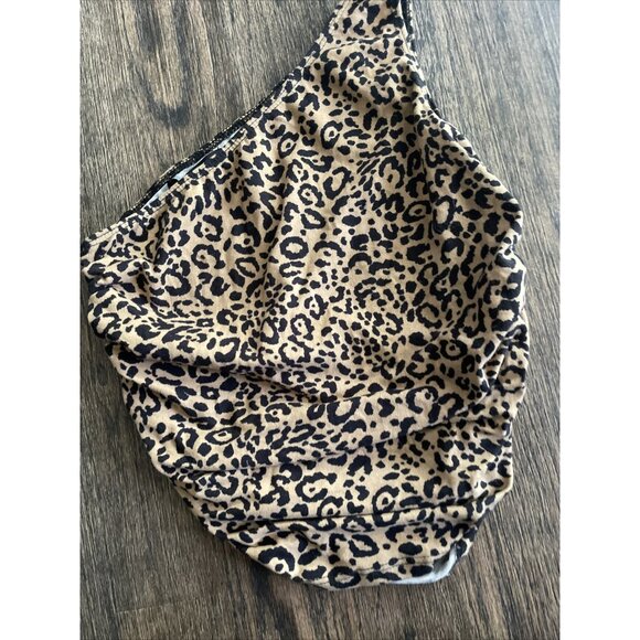 Urban Outfitters Women's Leopard Cheetah One Shoulder Tank Ruched Size Small - Picture 4 of 7